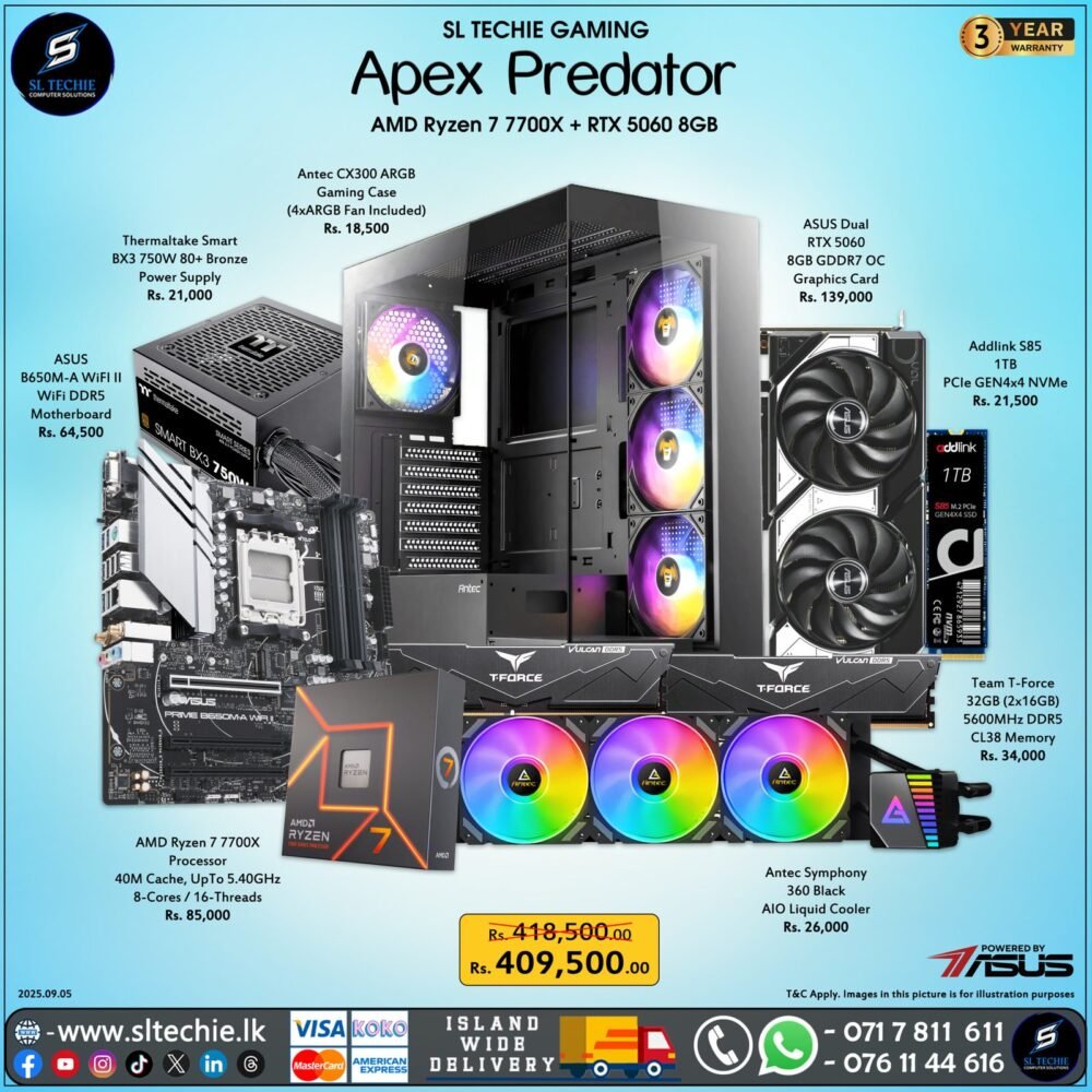 Apex Predator - Ryzen 7 7700X + RTX 5060 8GB (3Y)