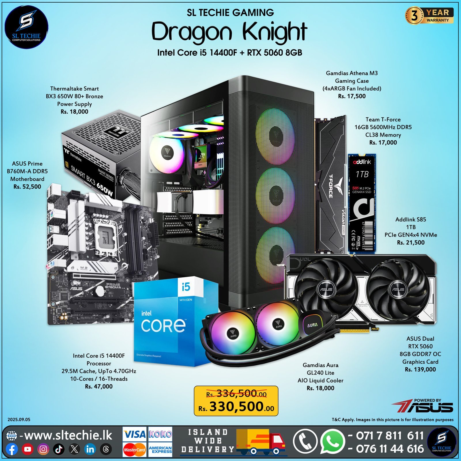 Dragon Knight - Core i5 14400F + RTX 5060 8GB (3Y)