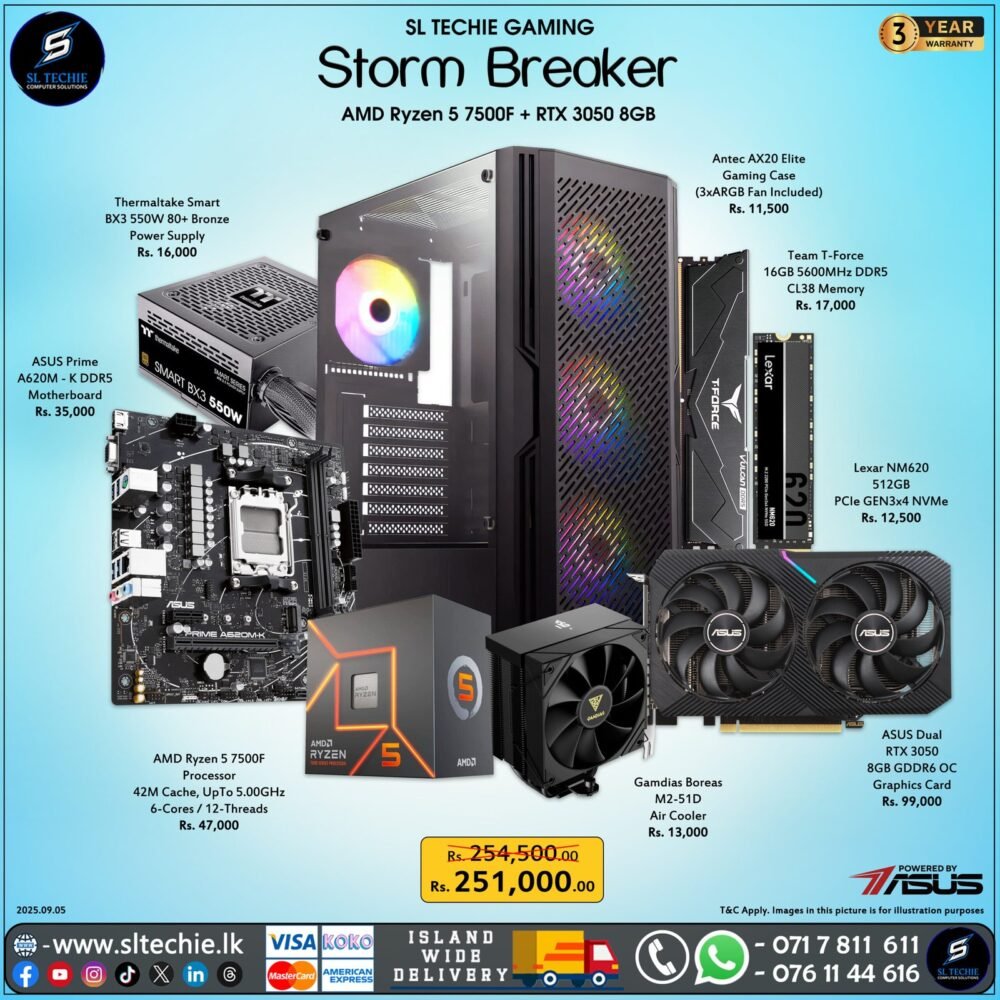 Storm Breaker - Ryzen 5 7500F + RTX 3050 8GB (3Y)