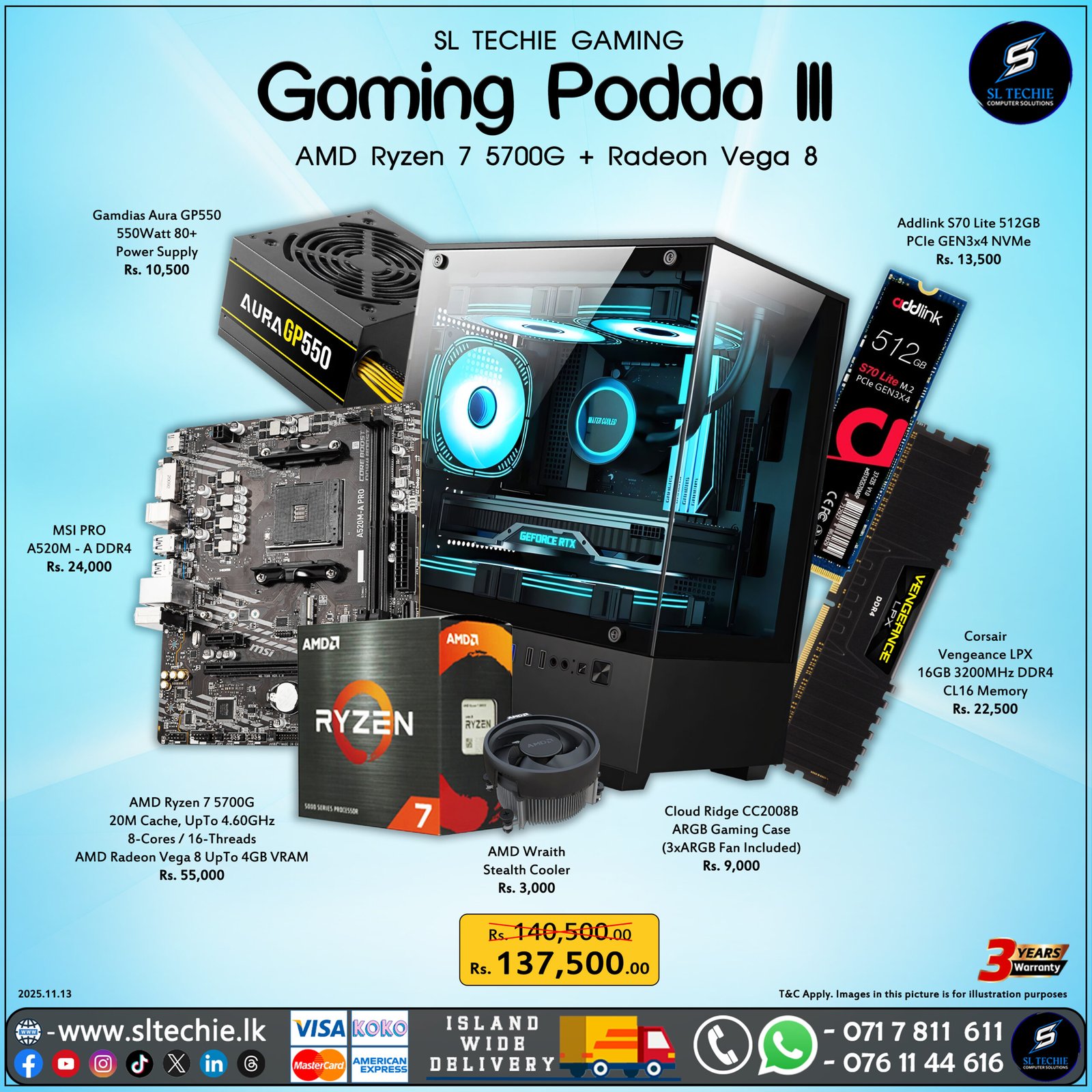 Gaming Podda III - AMD Ryzen 7 5700G + VEGA 8 (3Y)