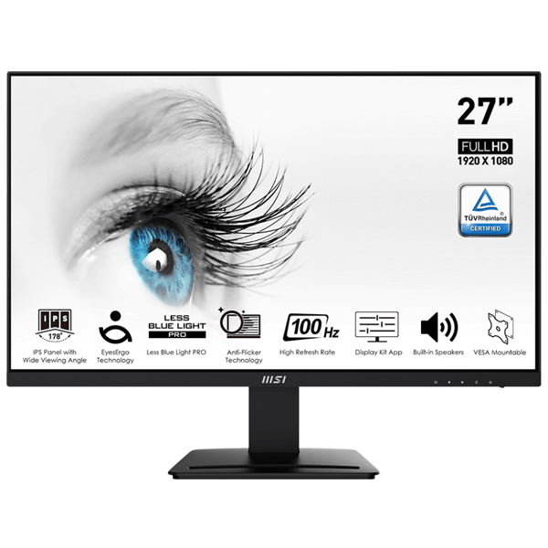 MSI Pro MP273A 27.0" 100Hz 1ms Full HD IPS Frameless Monitor (3Y)