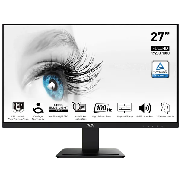 MSI Pro MP273A 27.0" 100Hz 1ms Full HD IPS Frameless Monitor (3Y)