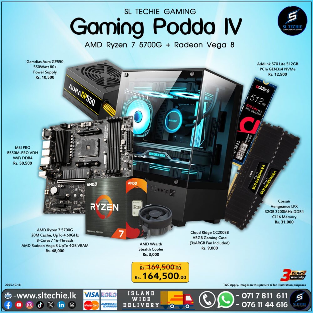 Gaming Podda IV - AMD Ryzen 7 5700G + VEGA 8 (3Y)