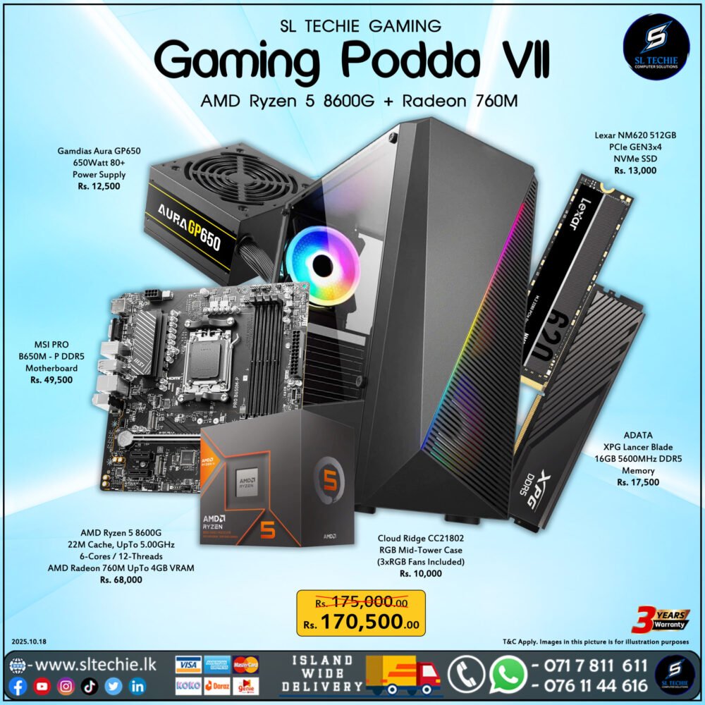 Gaming Podda VII - AMD Ryzen 5 8600G + Radeon 760M (3Y)