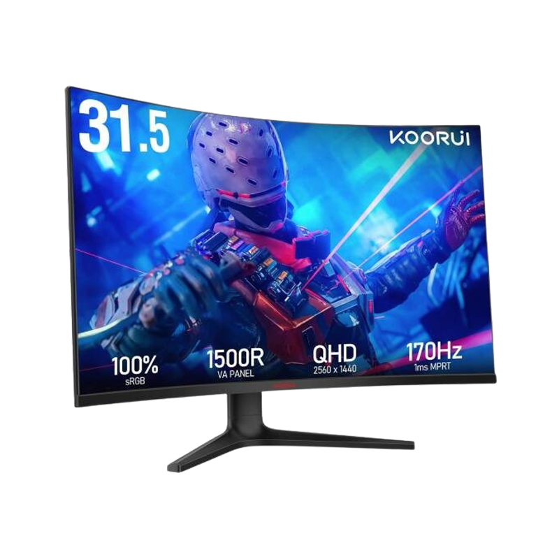 Koorui 32E6QC 32" (2560 x 1440) VA 170HZ DCI-P3 85% 1500R Curved Gaming Frameless Monitor (3Y)