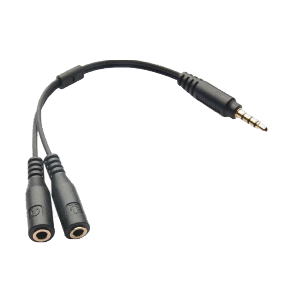 3.5mm Stereo Audio Male to 2 Female Headset Mic Splitter Cable Adapter