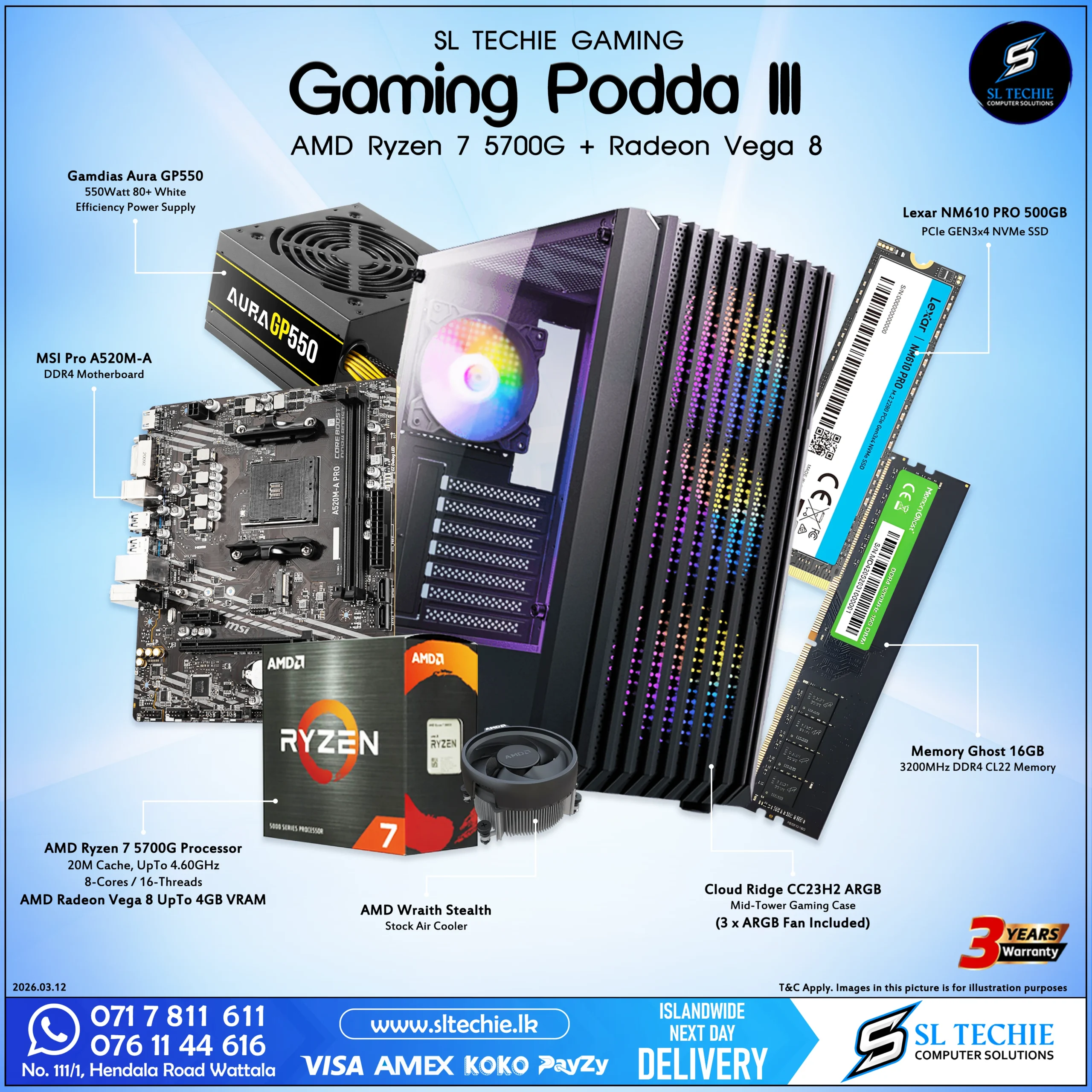 AMD-Ryzen-7-5700G-Vega-8-4GB-Gaming-Podda-III Sri Lanka
