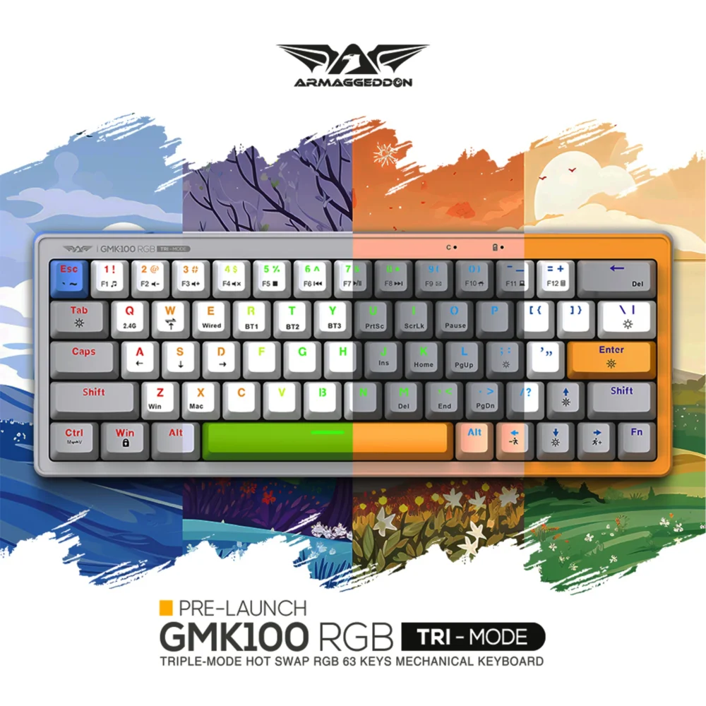 Armaggeddon GMK-100 RGB Tri-Mode Wireless Gaming Mechanical Keyboard (1Y)