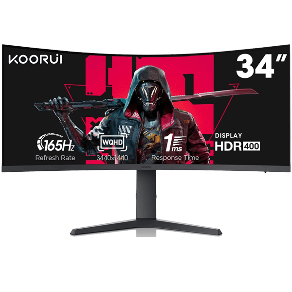 Koorui 34E6UC 34" (3440 x 1440) VA 165HZ SRGB HDR400 Gaming Frameless Monitor (3Y)