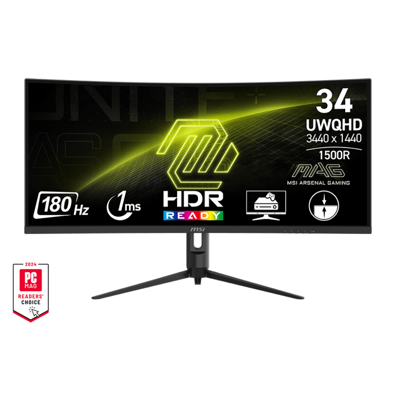 MSI MAG 342CQR E2 34" (3440 x 1440) UWQHD 180Hz 1ms Adaptive Sync Curved Gaming Monitor (3Y)