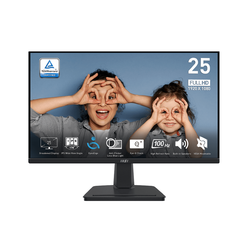 MSI Pro MP251 24.5” 100Hz 1ms Full HD IPS Business Productivity Frameless Monitor (3Y)
