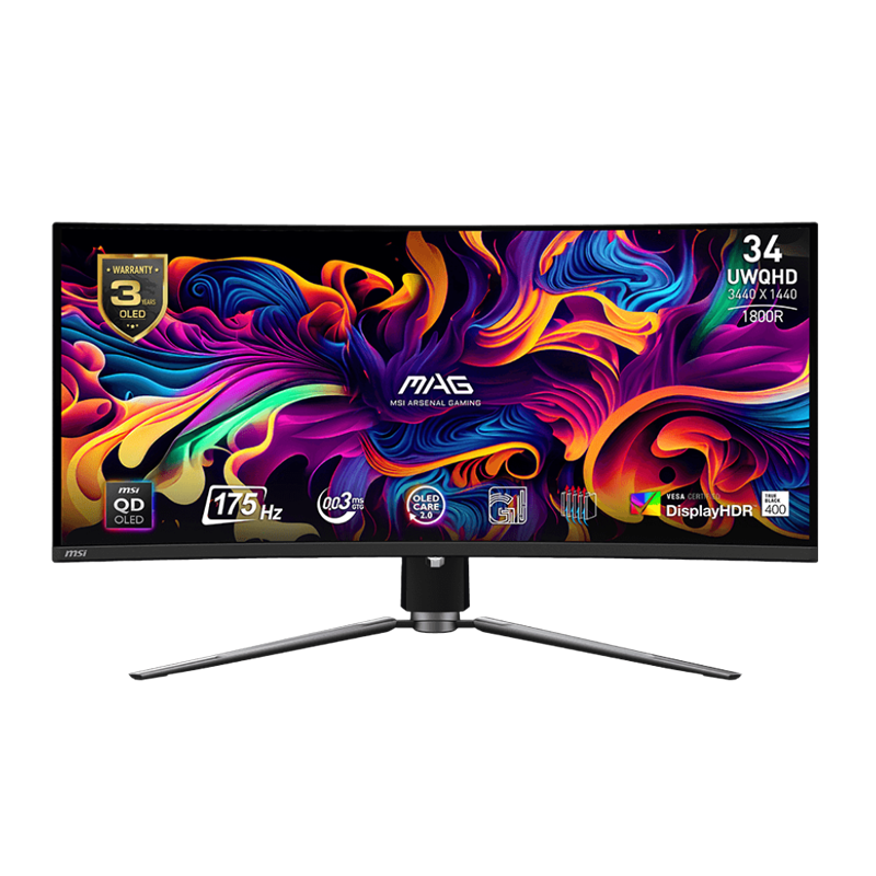 MSI MAG 341CQP 34" QD-OLED UWQHD 175Hz AMD FreeSync Frameless Gaming Monitor (3Y)
