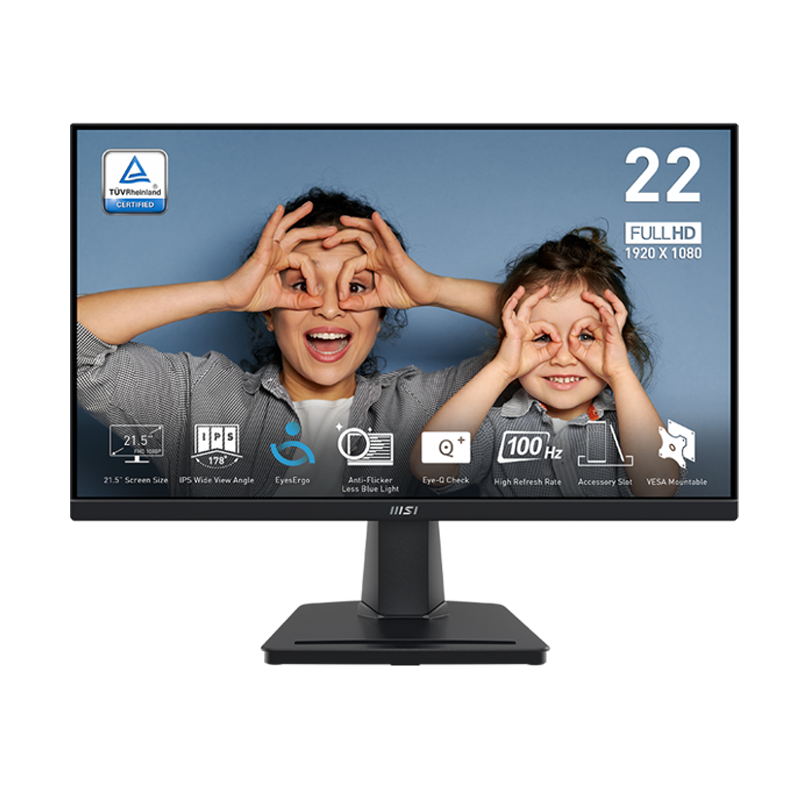 MSI Pro MP225 21.5" 100Hz 1ms FHD IPS Ultra Slim Frameless Monitor (3Y)