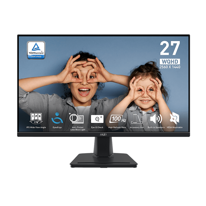 MSI Pro MP275Q 27" 100Hz (WQHD) IPS Level Ultra Slim Frameless Monitor (3Y)
