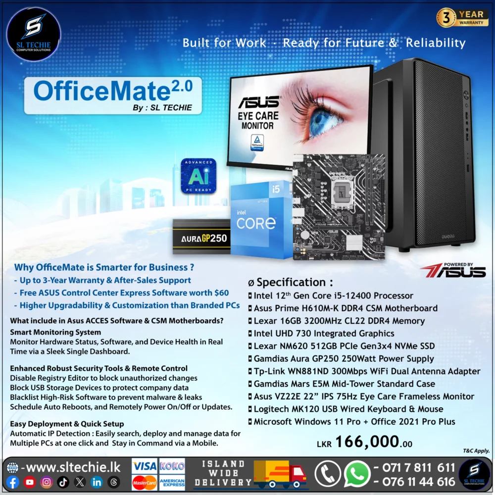 OfficeMate 2.0 - Intel Core i5 12th Gen Desktop PC (3Y)