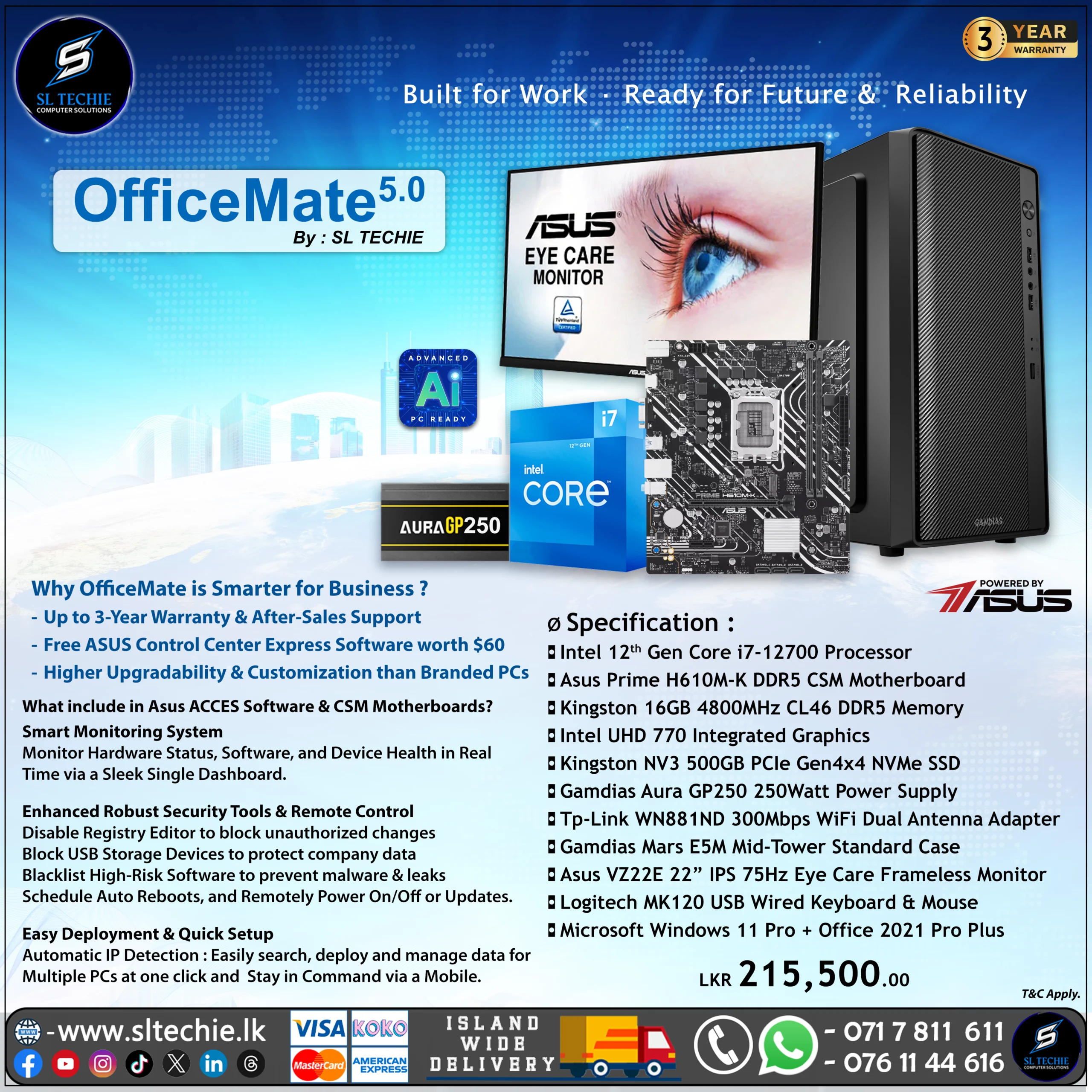 OfficeMate 5.0 - Intel Core i7 12th Gen Desktop PC (3Y)