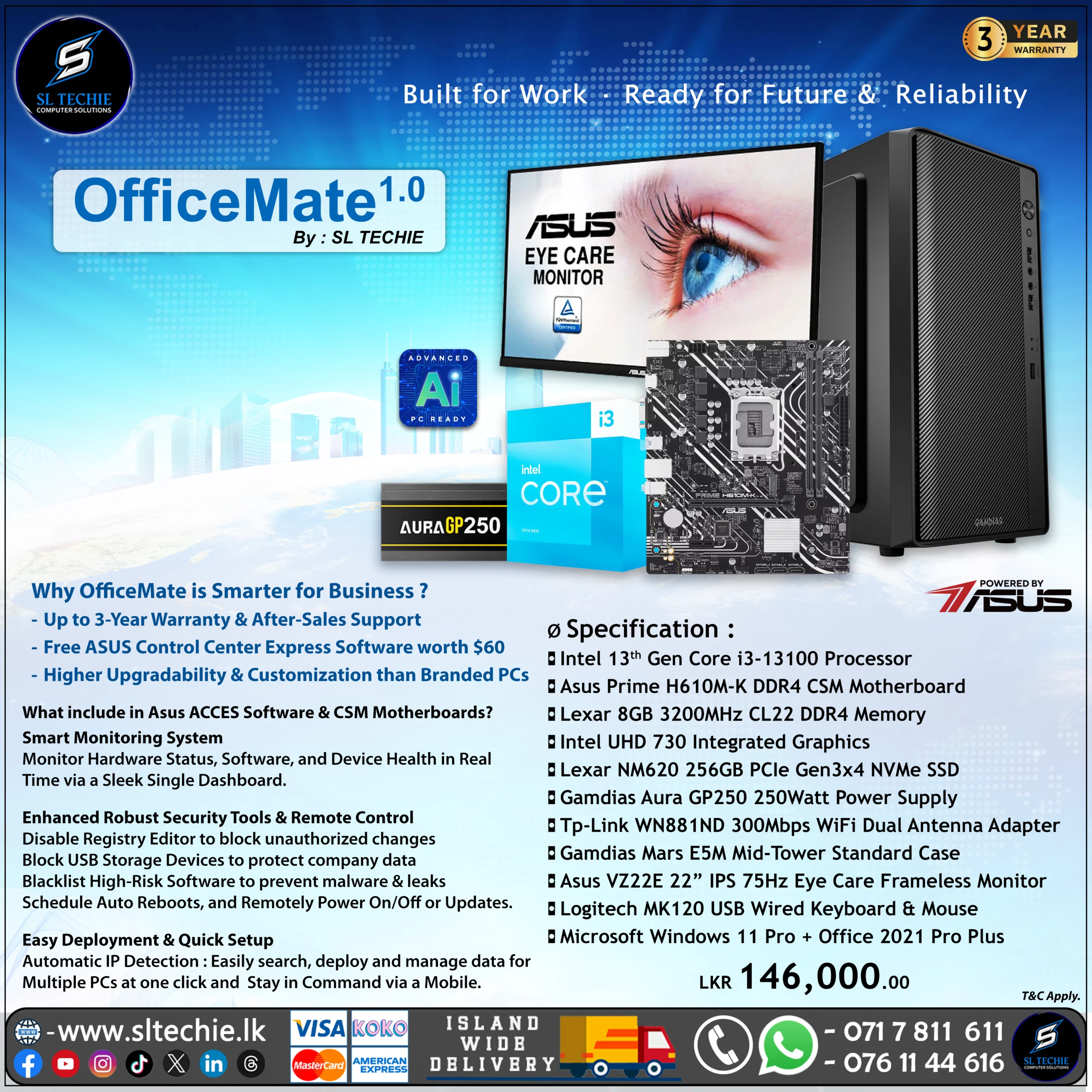 OfficeMate 1.0 - Intel Core i3 13th Gen Desktop PC (3Y)