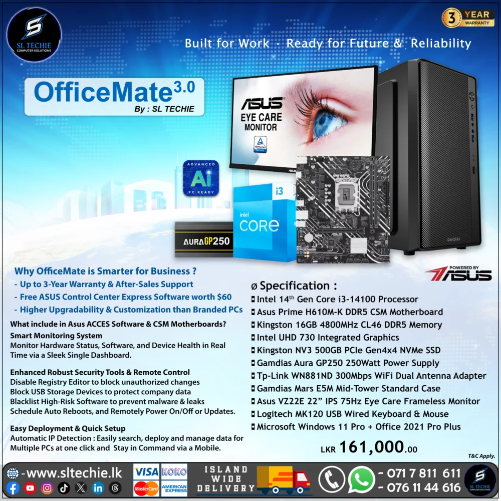 OfficeMate 3.0 - Intel Core i3 14th Gen Desktop PC (3Y)