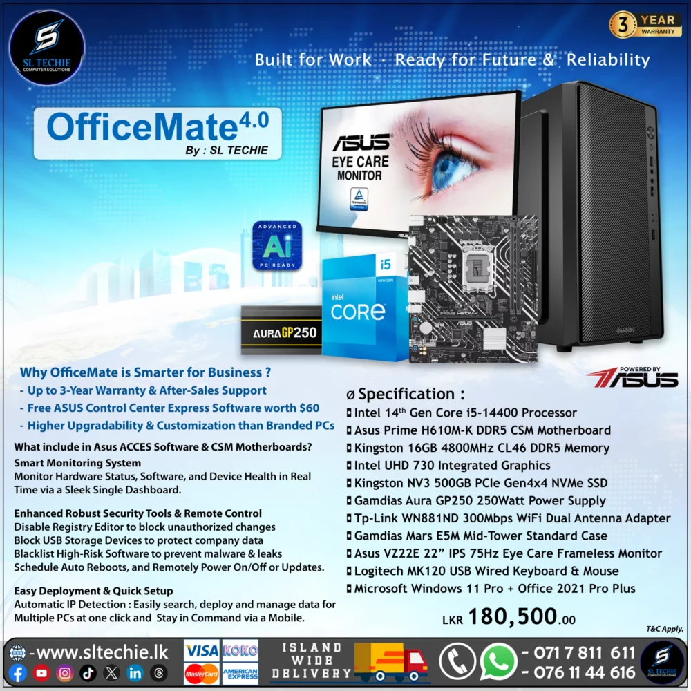 OfficeMate 4.0 - Intel Core i5 14th Gen Desktop PC (3Y)