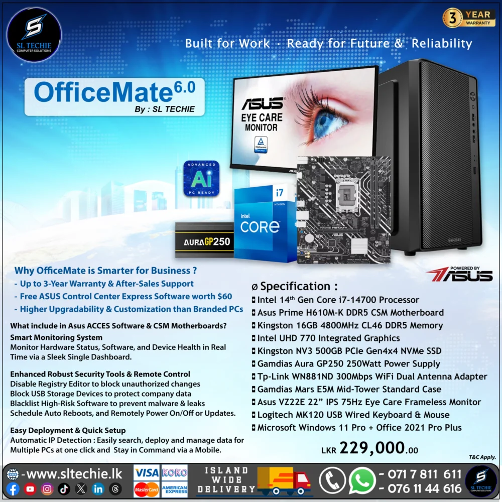 OfficeMate 6.0 - Intel Core i7 14th Gen Desktop PC (3Y)