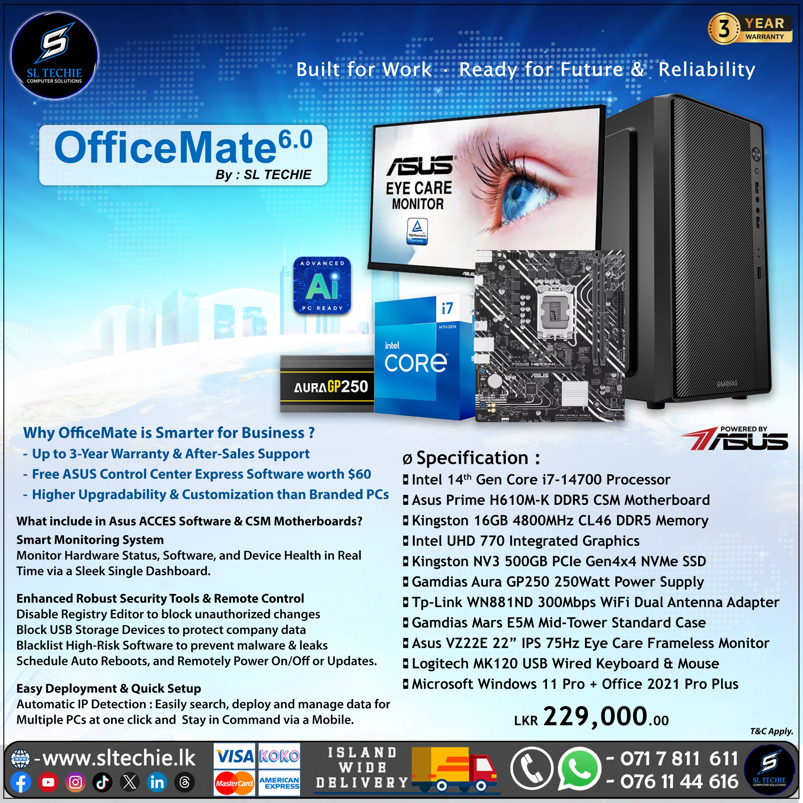 OfficeMate 6.0 - Intel Core i7 14th Gen Desktop PC (3Y)