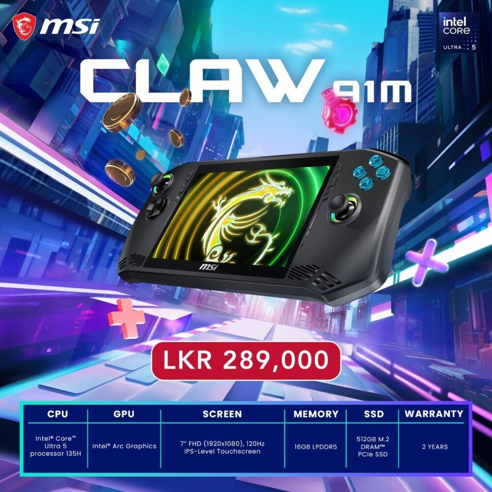 MSI Claw - A1M With Ultra 5 135H 14th Gen Arc Graphics Handheld Console (2Y)
