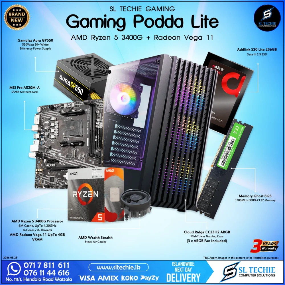 Gaming Podda Lite 3400G Vega 11 Gaming PC Sri Lanka
