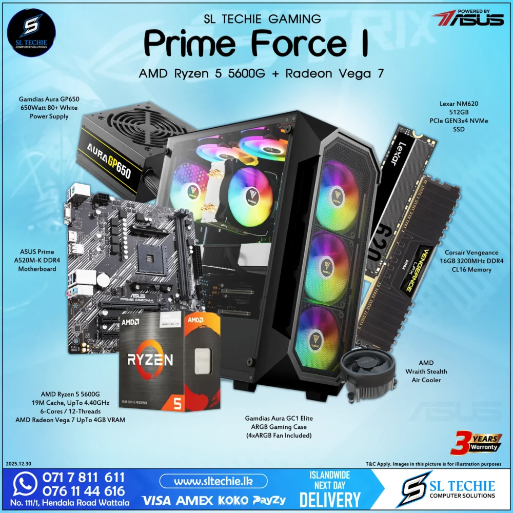 Prime Force I - AMD Ryzen 5 5600G + VEGA 7 (3Y)