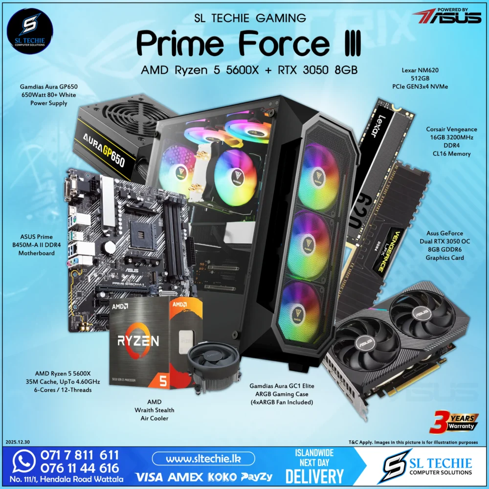 Prime Force III - AMD Ryzen 5 5600X + RTX 3050 8GB (3Y)