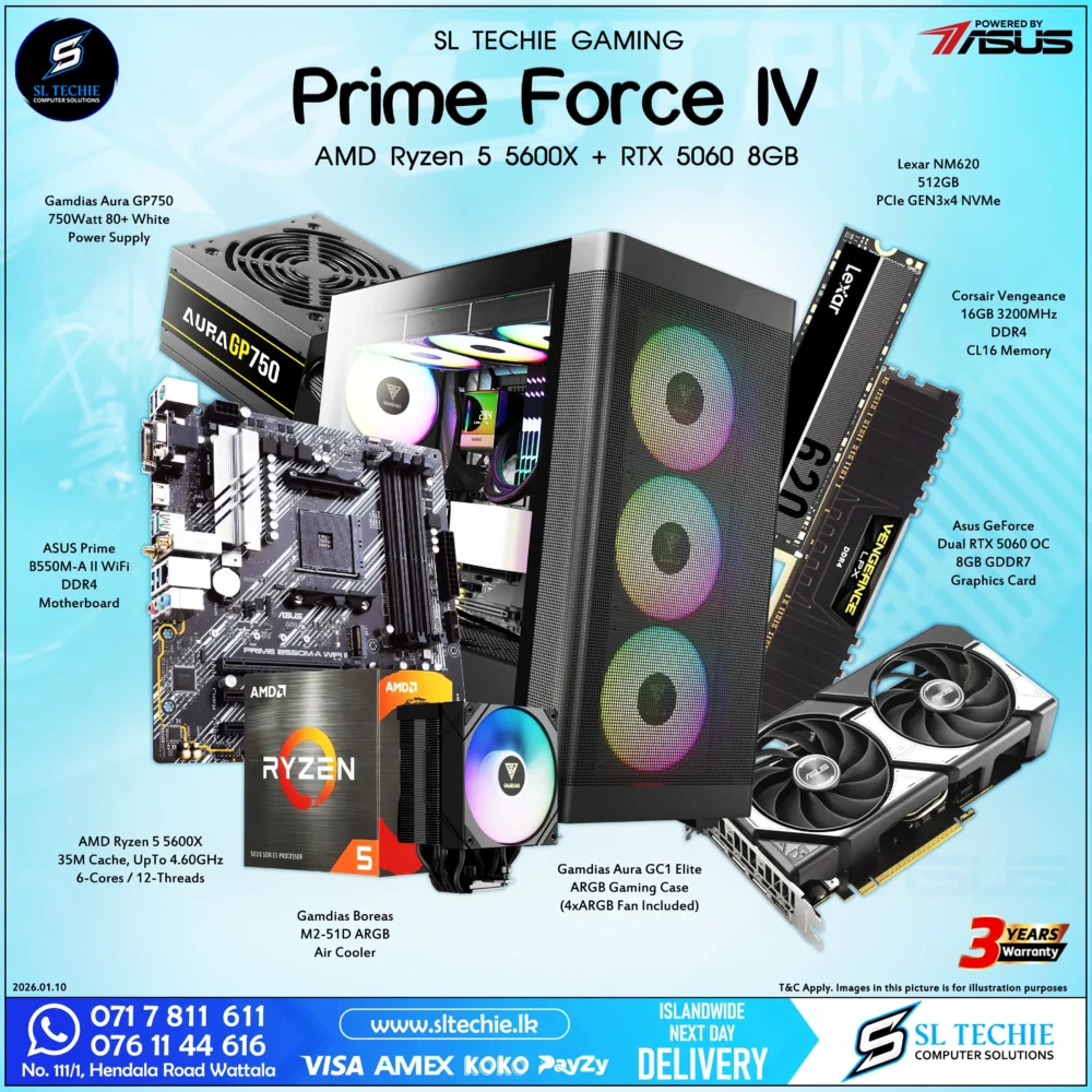 Prime Force IV - AMD Ryzen 5 5600X + RTX 5060 8GB (3Y)