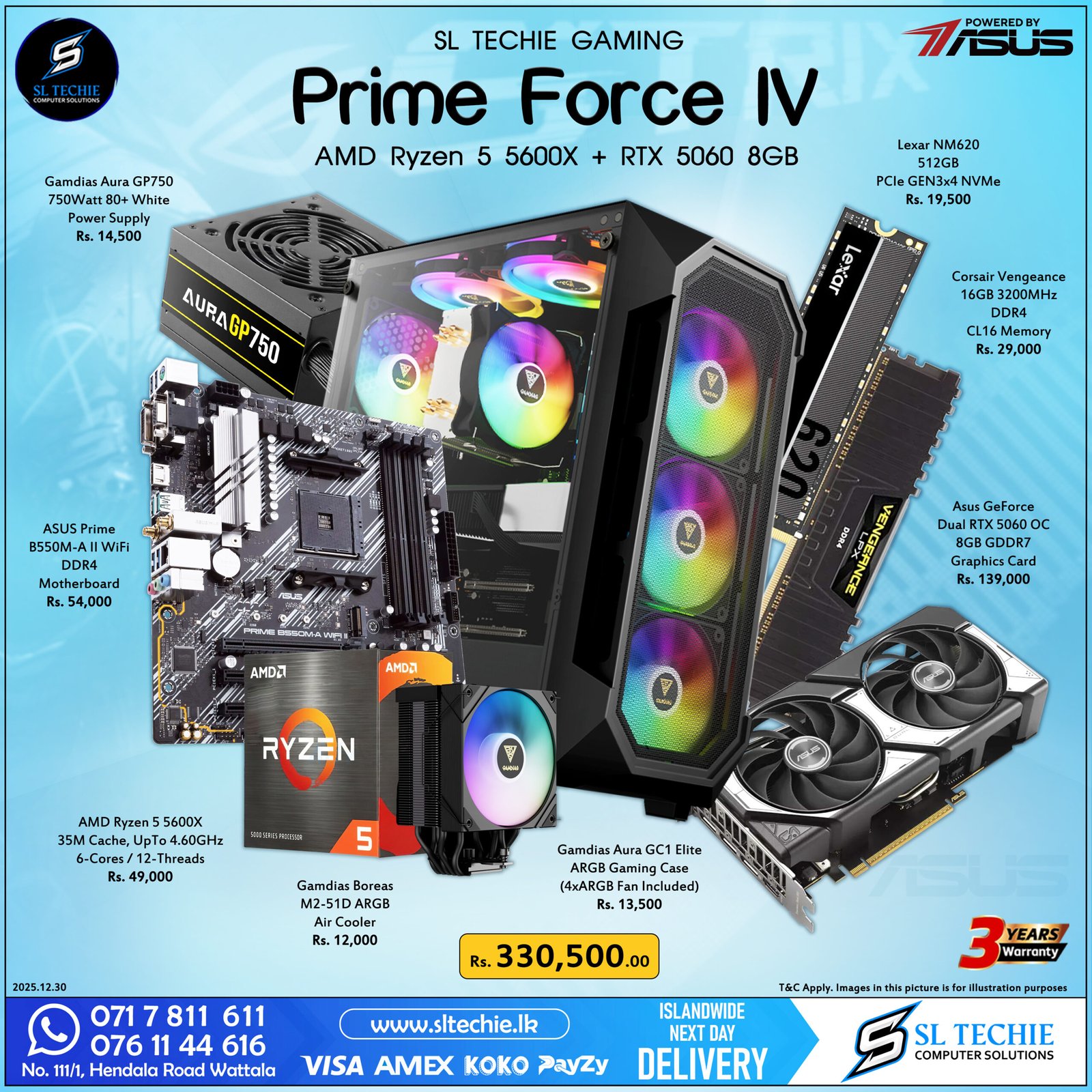Prime Force IV - AMD Ryzen 5 5600X + RTX 5060 8GB (3Y)