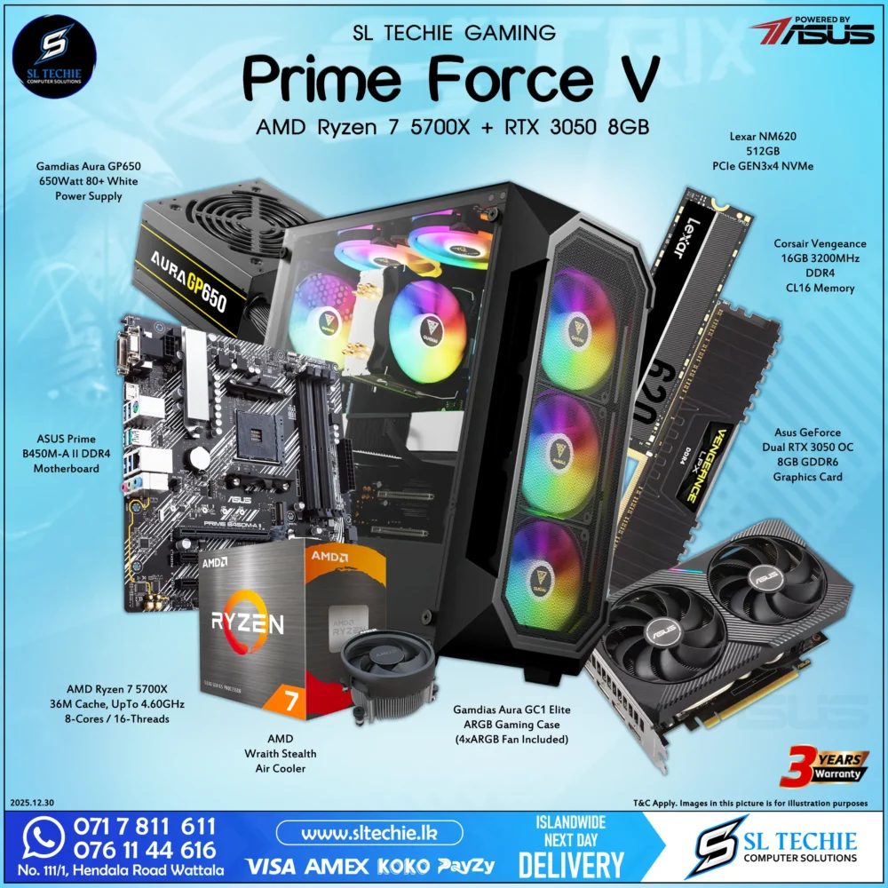Prime Force V - AMD Ryzen 7 5700X + RTX 3050 8GB (3Y)