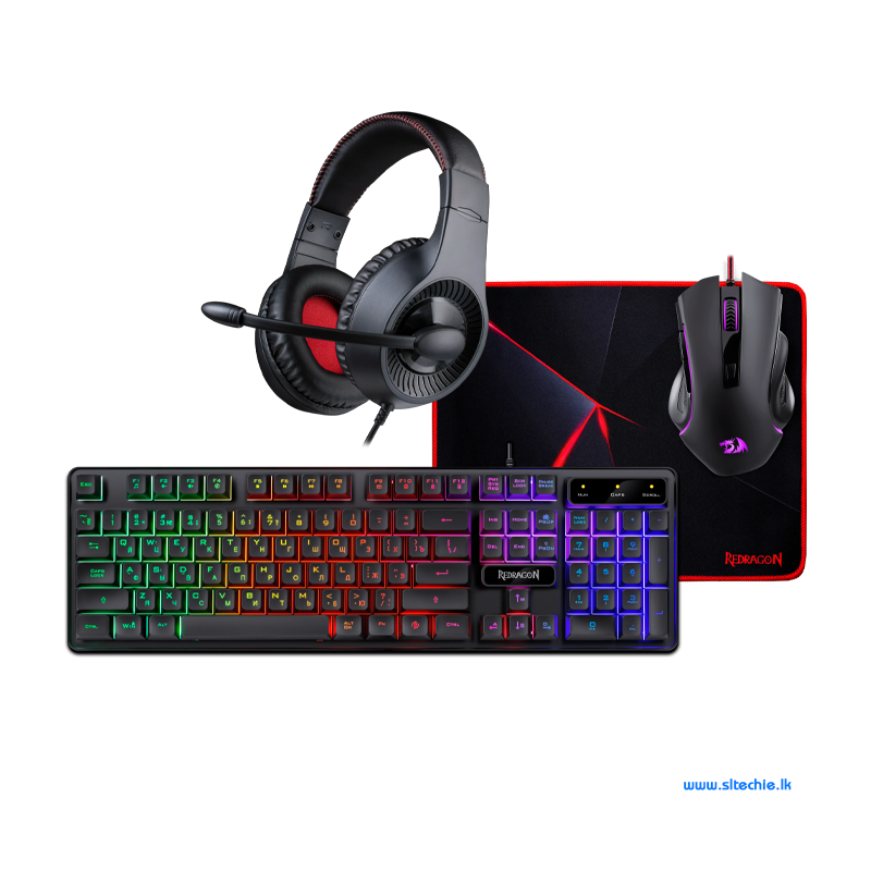 Redragon S137 Gaming Keyboard Mouse Headset & Mouse Pad 4 in 1 Combo (6M)