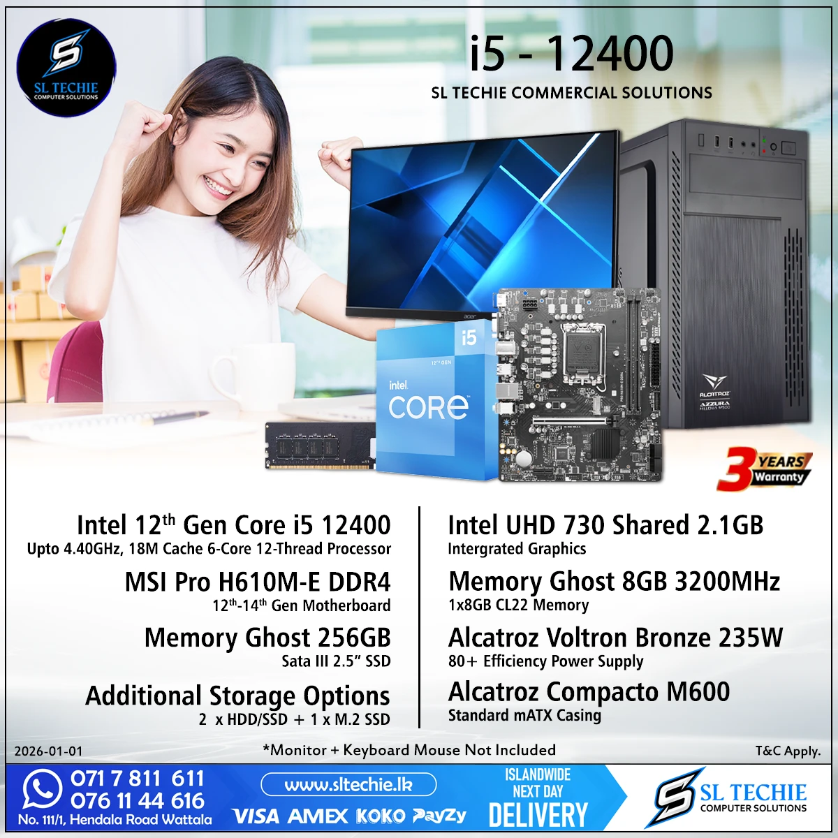 Intel 13th Gen Core i5 12400 Desktop PC (3Y)