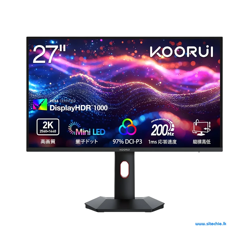 Koorui 27" S2721PM QHD (2560 X 1440) 200Hz HDR1000 97% DCI-P3 IPS mini LED Frameless Gaming Monitor (3Y)
