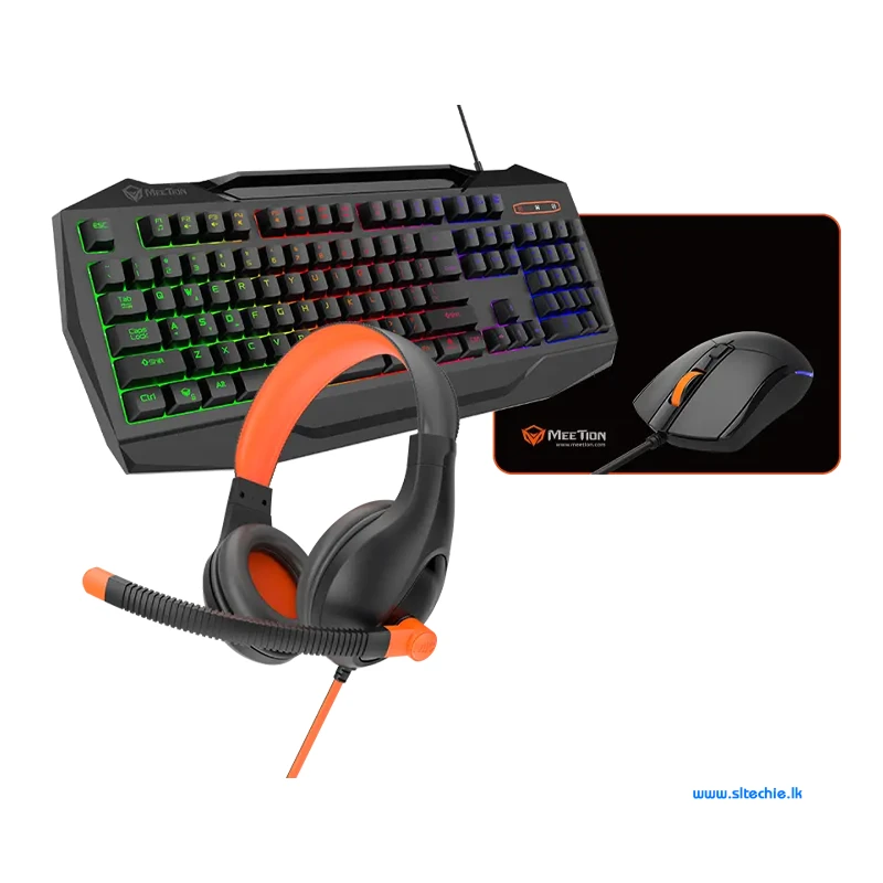 Meetion C490 RGB Keyboard Mouse Headset & Mouse Pad 4 in 1 Combo (1Y)