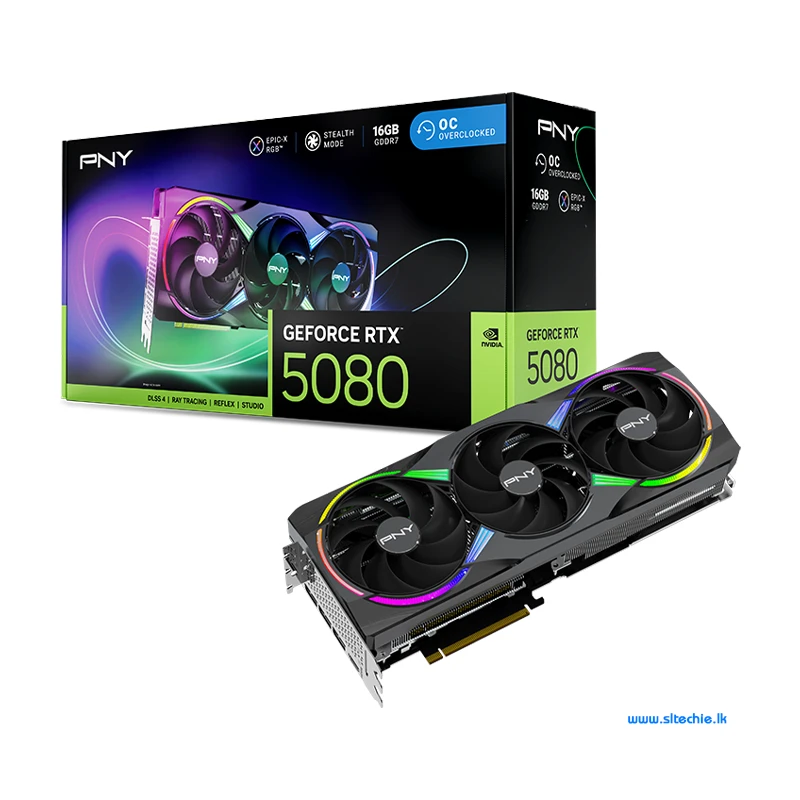 PNY GeForce RTX 5080 EPIC-X RGB OC 16GB GDDR7 Graphics Card (3Y)