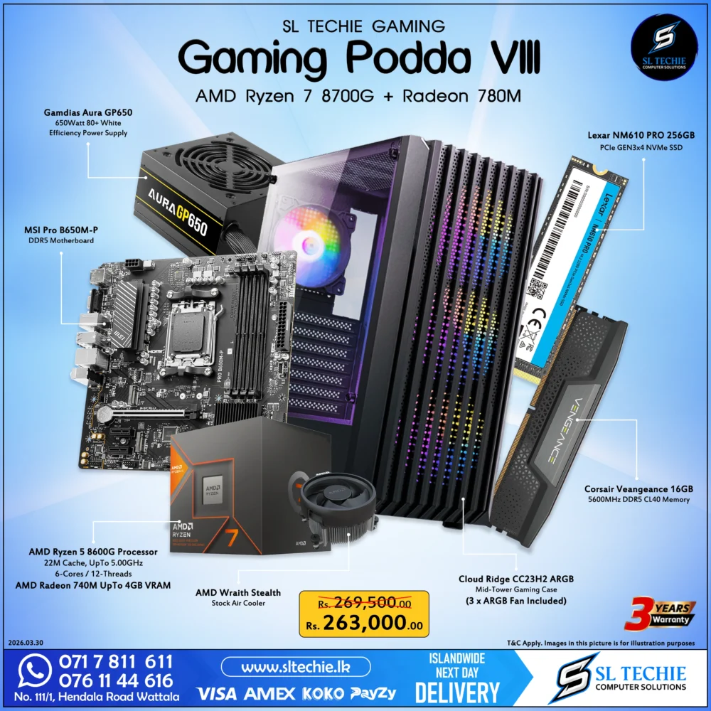 Gaming Podda VIII 8700G Radeon 780M Budget Gaming PC Sri Lanka