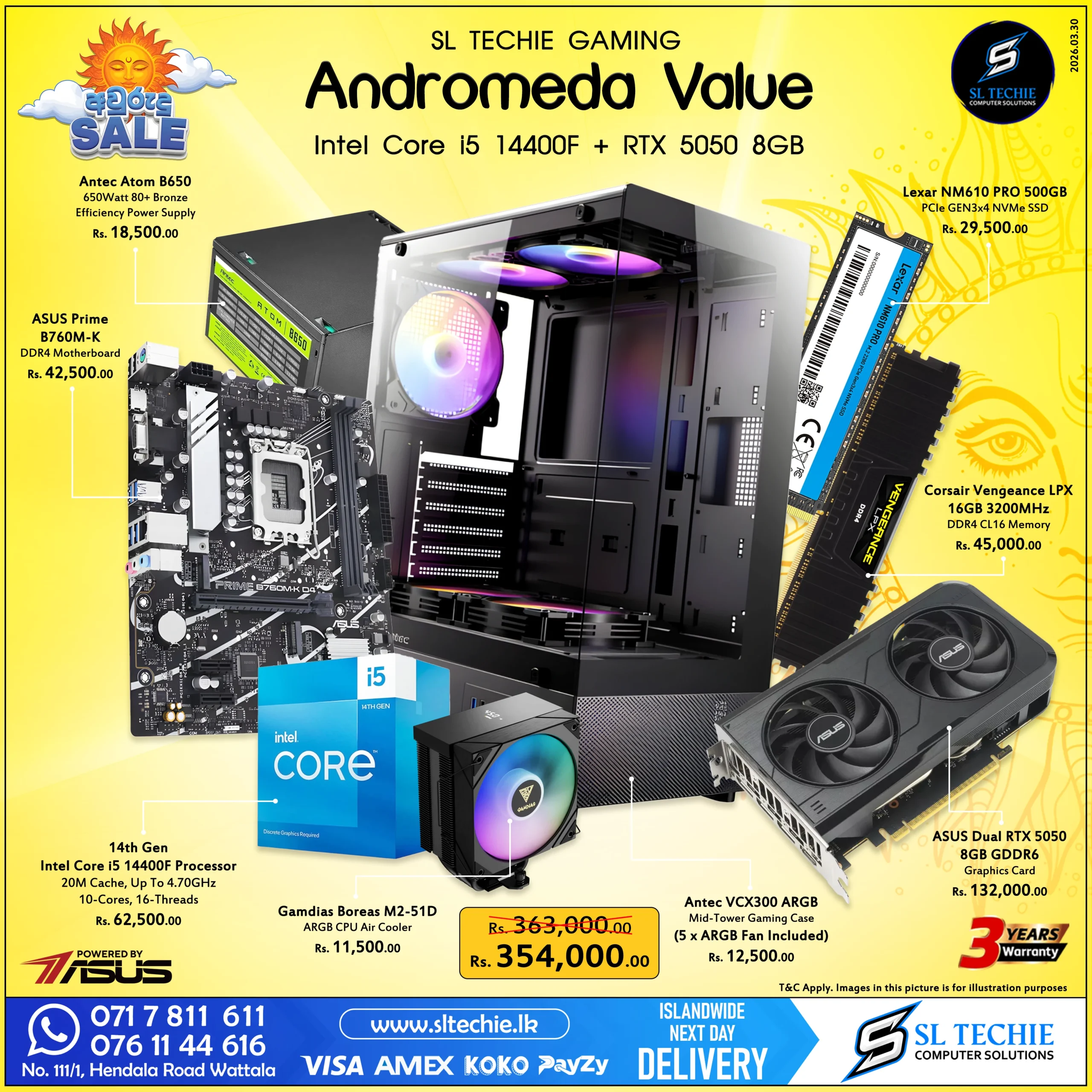 Intel Core i5 14400F + RTX 5060 8GB Brand New Gaming PC - Andromeda Value Sri Lanka