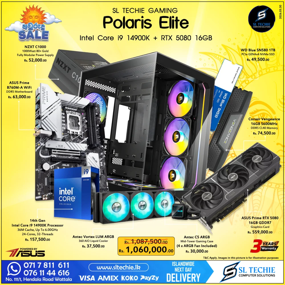 Intel Core i9 14900K + RTX 5080 16GB Brand New Gaming PC - Polaris Pro Sri Lanka
