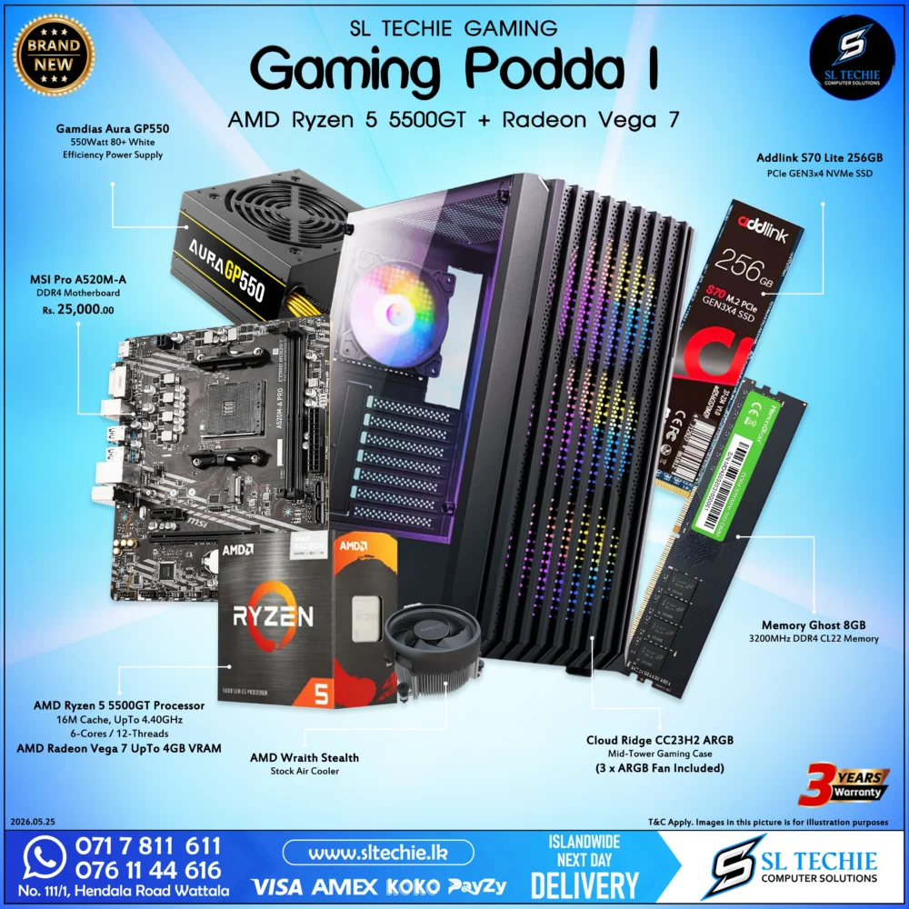 Gaming Podda I 5500G Vega 7 Gaming PC Sri Lanka