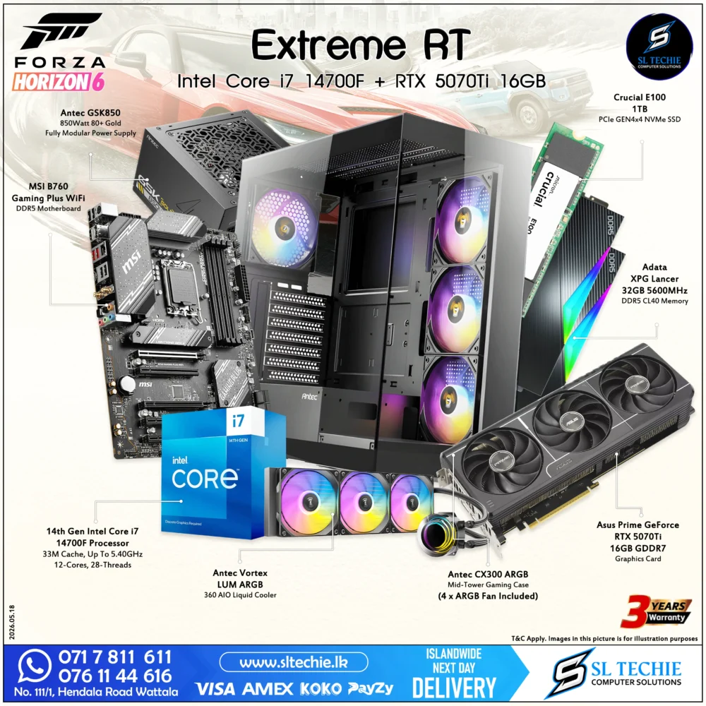 Forza Horozon Extreme RT Requirement i7 14700F + RTX 5070Ti 16GB Sri Lanka