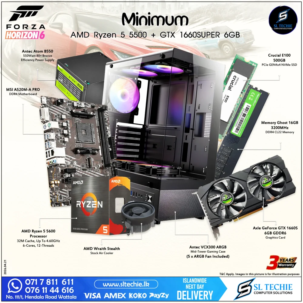 Forza Horozon Minimum Requirement R5 5600 + GTX 1660 Super 6GB Sri Lanka